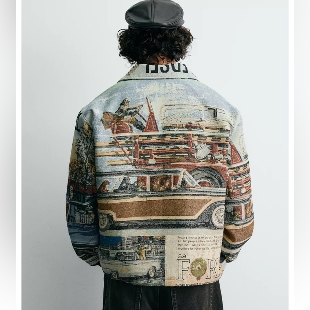 ZARA FORD © JACQUARD PUFFER JACKET LARGE - Picture 2 of 12